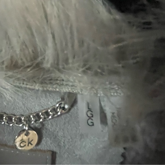 NWT Calvin Klein Asymmetrical Faux Shearling Grey LG (US 12-14) - Picture 9 of 12